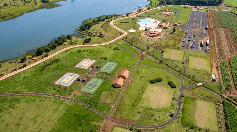 Vista aérea do Parque Ecológico Municipal de Sertãozinho, construído pela JZ Engenharia